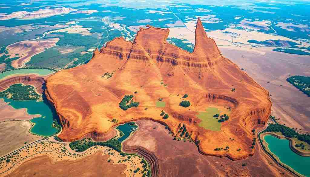 school year turn australia states, aerial view landscape of different regional areas of australia with diverse landscapes and state borders, detailed topography and geography, realistic lighting and cinematic composition, focus on new south wales, victoria, queensland, south australia, western australia and tasmania, natural colors and textures, vibrant and eye-catching, educational and informative, suitable for "Best Age For Starting Kindergarten" article